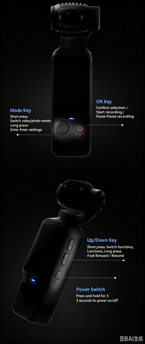 Handheld action camera, stabilization camera for portable shooting and cycling recording.