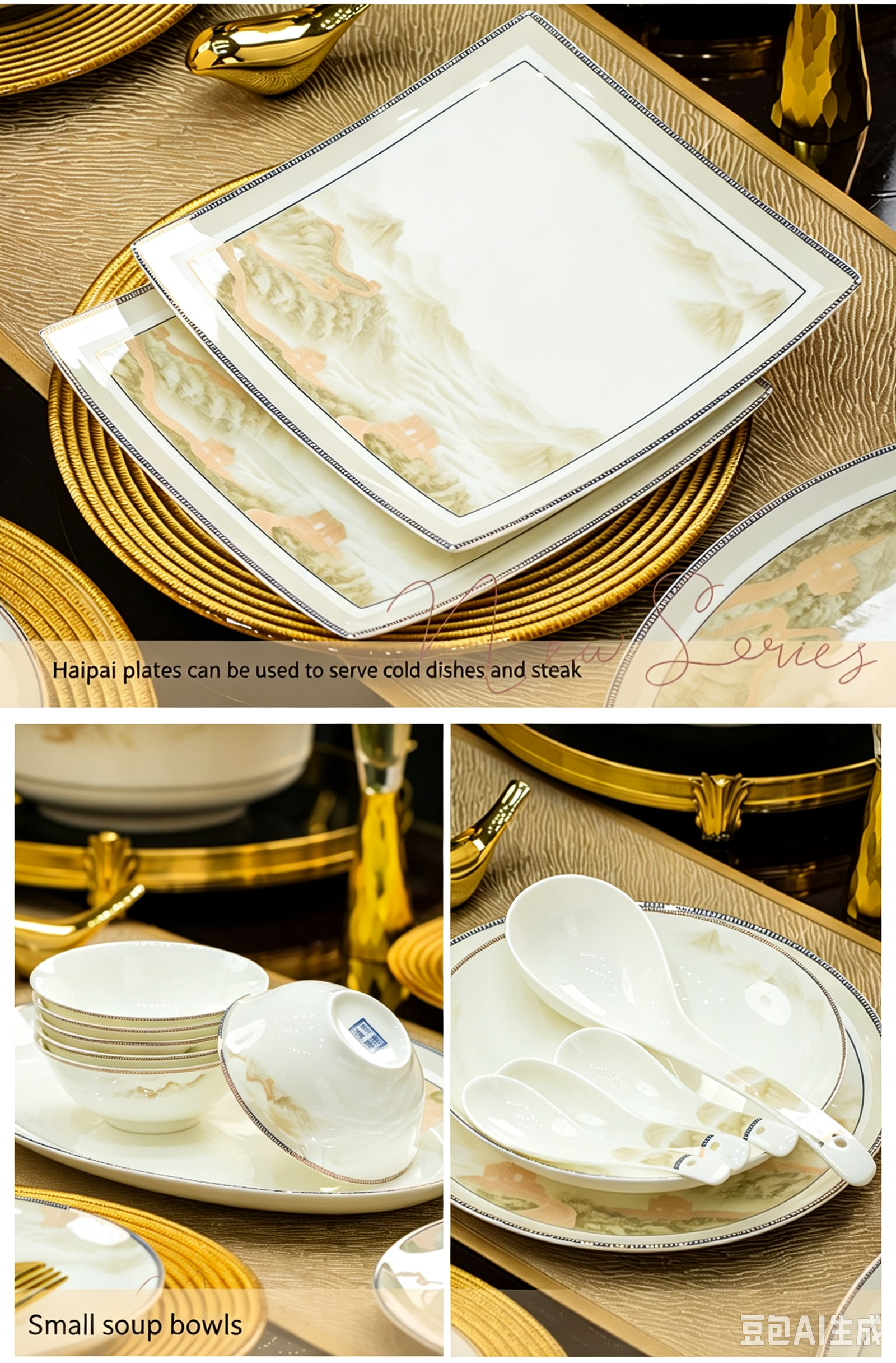 2026 New Jingdezhen Light Luxury Bone China Tableware Set, Household Bowls and Plates Set, Housewarming Gift‑Ready Dinnerware