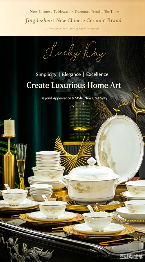 2026 New Jingdezhen Light Luxury Bone China Tableware Set, Household Bowls and Plates Set, Housewarming Gift‑Ready Dinnerware