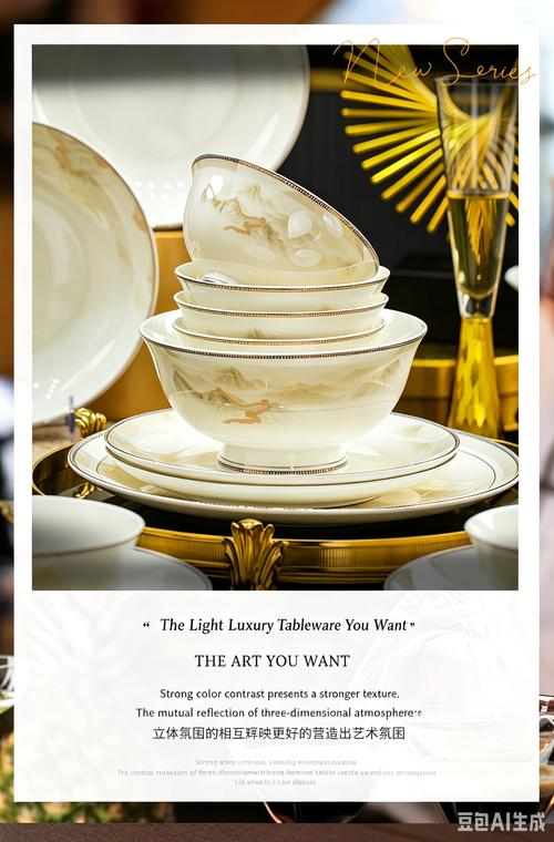 2026 New Jingdezhen Light Luxury Bone China Tableware Set, Household Bowls and Plates Set, Housewarming Gift‑Ready Dinnerware