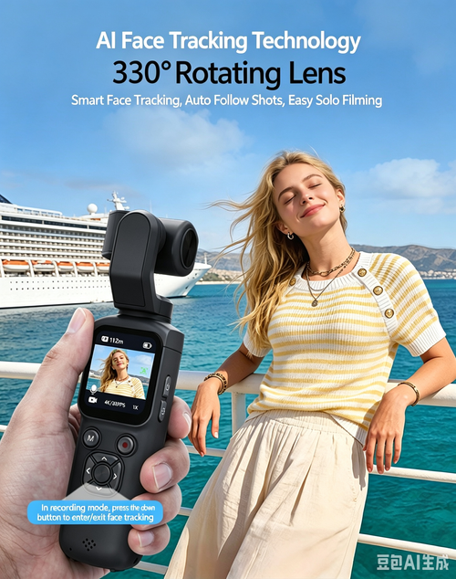 New 4K Hand‑Held Action Camera, Outdoor Face‑Tracking Shooting, High‑Definition Pocket Gimbal Camera