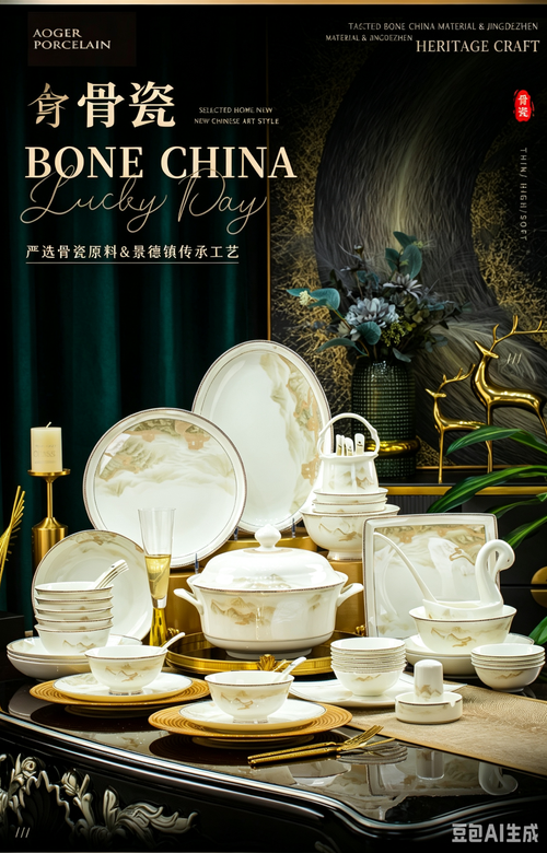 2026 New Jingdezhen Light Luxury Bone China Tableware Set, Household Bowls and Plates Set, Housewarming Gift‑Ready Dinnerware
