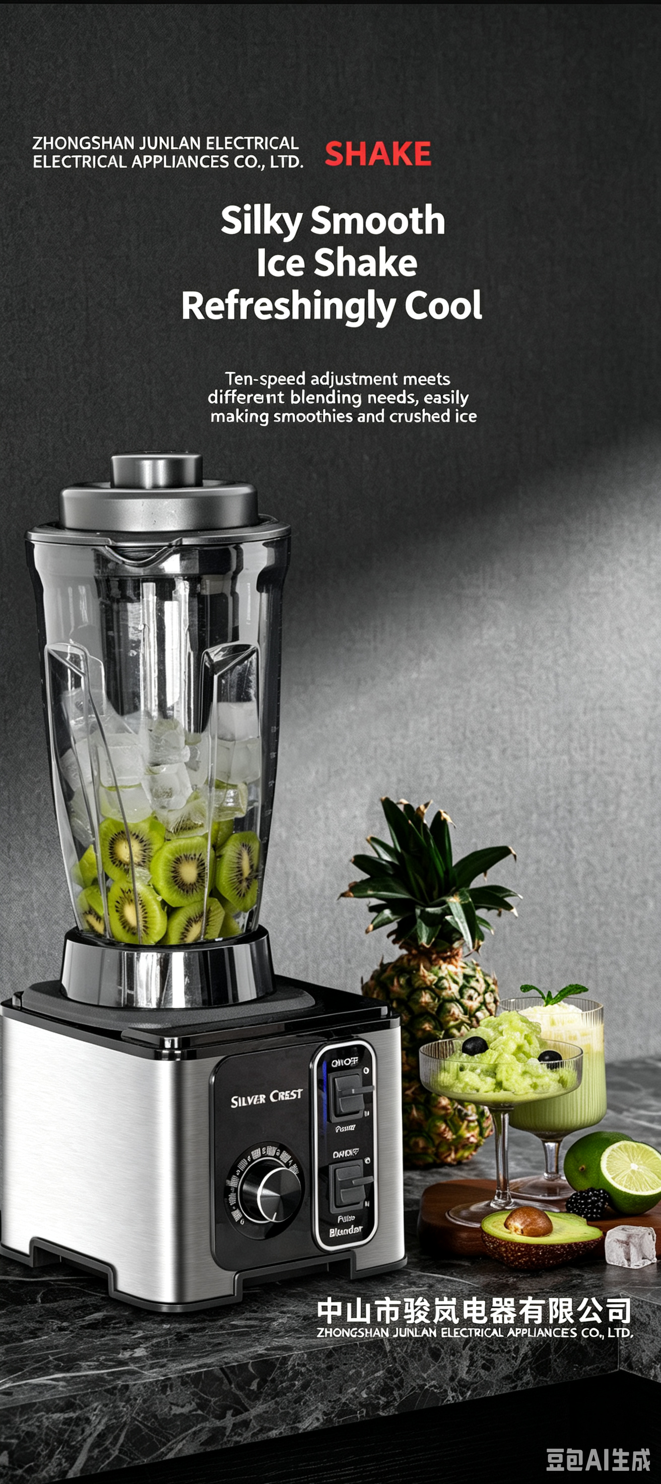 Commercial Blender, for Breakfast Shops, Make Soymilk, Household Use for Juicing & Mixing, High‑Power Large‑Capacity Food Processor