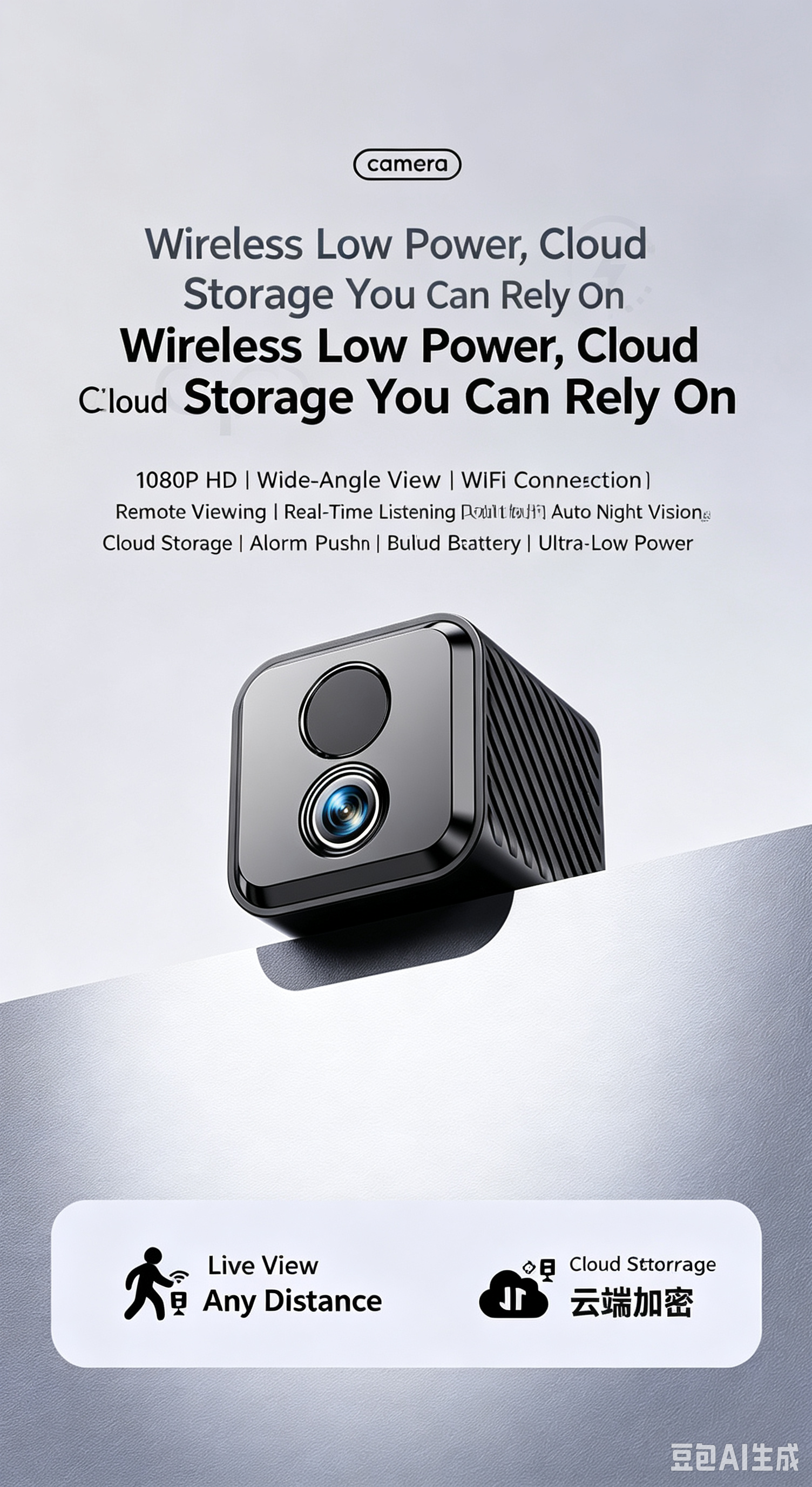 WiFi Security Camera, 1080P HD Smart Wireless Surveillance Camera with Night Vision