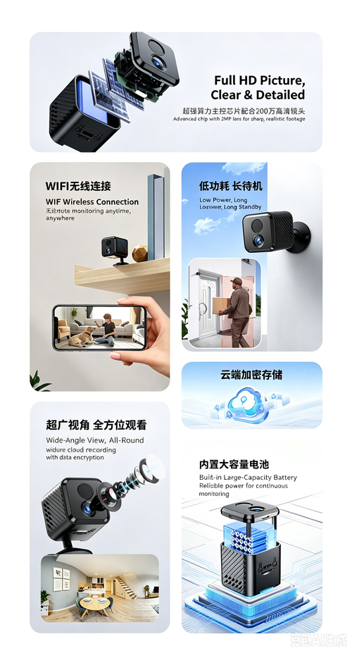 WiFi Security Camera, 1080P HD Smart Wireless Surveillance Camera with Night Vision