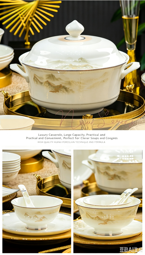 2026 New Jingdezhen Light Luxury Bone China Tableware Set, Household Bowls and Plates Set, Housewarming Gift‑Ready Dinnerware