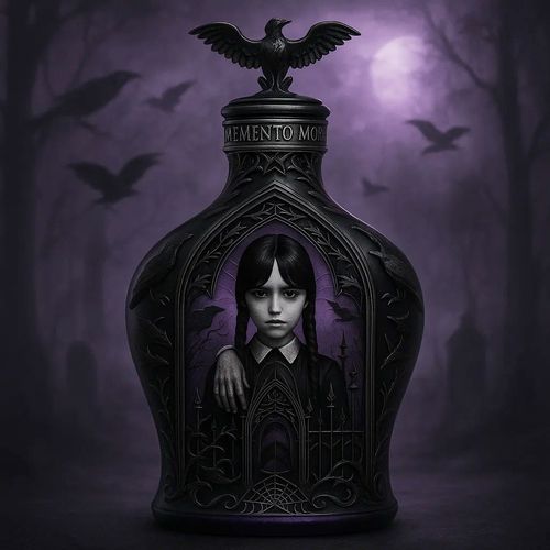 Halloween Wednesday Addams Limited Edition Whiskey Bottle