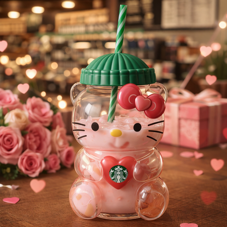 💖 Kitty Cat Valentine's Day Limited Edition Glass Coffee Cup