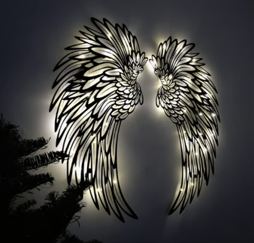 🔥BIGGEST SALE - 49% OFF🔥🔥1 PAIR ANGEL WINGS METAL WALL ART WITH LED LIGHTS-🎁GIFT TO HER🌙