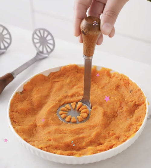 🍽️ Master the Art of Mashing✨ 2-Pack Stainless Steel Mini Mashers with Wooden Handles - For Smooth, Effortless Perfection!