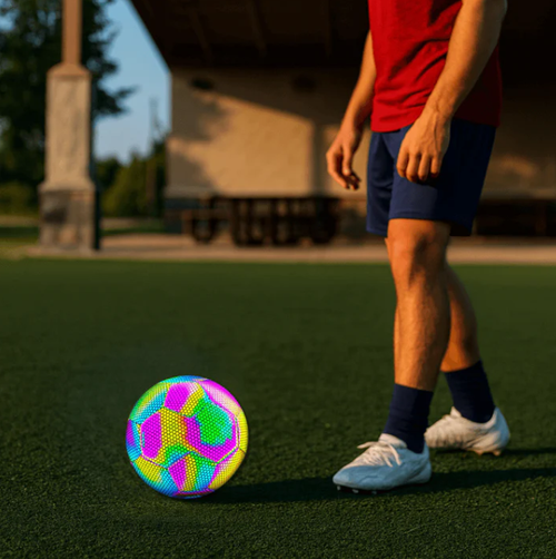 HOLOGRAPHIC GLOWING REFLECTIVE SOCCER BALL⚽