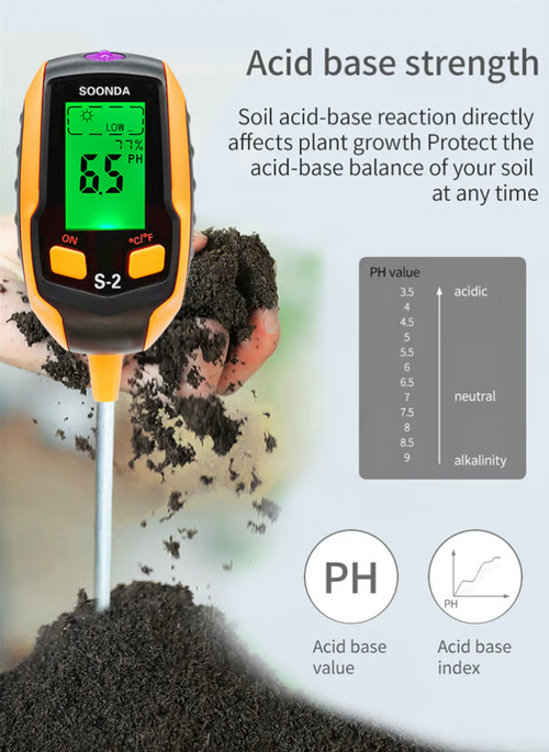 Digital 4-in-1 Soil Test Meter, large LCD screen, probe accurately quick measure