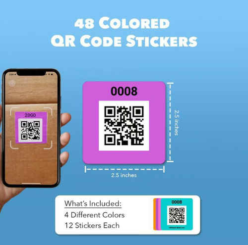 Original Color-Coded Scannable QR Labels (48 Pack)