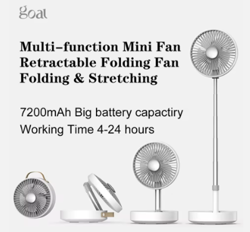 Hotsale Portable Desk  Floor Stand Fan Electric Rechargeable Mini Telescopic Foldable Folding Fan Plastic Mechanical Goal