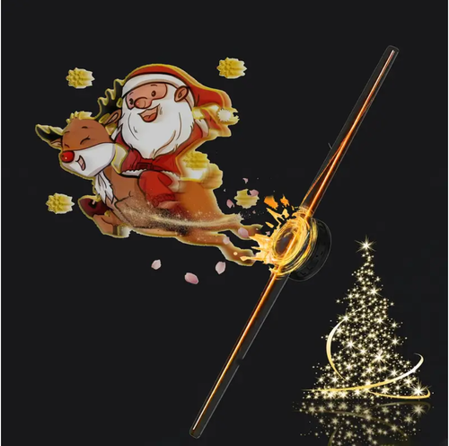 43CM naked eye holographic 3D projection suspended in the air imaging three-dimensional electric fan screen rotating advertising machine started