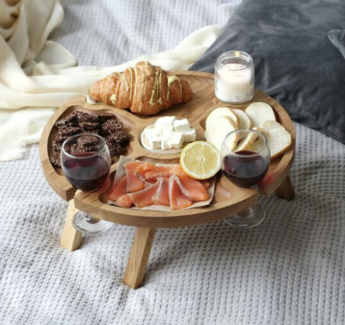 🥳Wooden Outdoor Folding Picnic Table-With Glass Holder