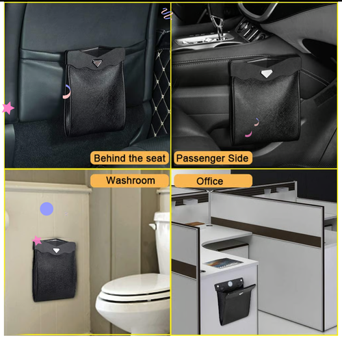 Smart LED Waterproof Car Leather Trash Can