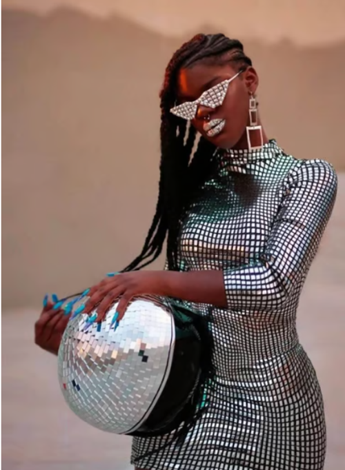 Disco ball Helmet with Retractable Visor