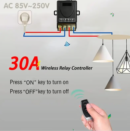 Wireless remote control switch and receiver kit, no wiring