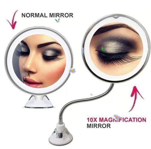 🔥360° Flexible Light Up 10X Magnification Makeup Mirror