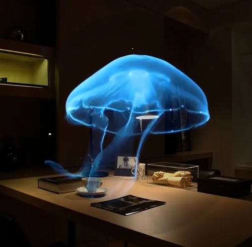 43CM naked eye holographic 3D projection suspended in the air imaging three-dimensional electric fan screen rotating advertising machine started