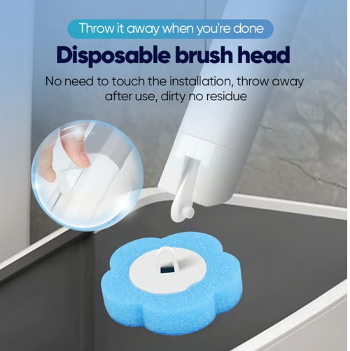 Disposable toilet cleaning tool（Toilet brush + 18 brush heads – Ocean）