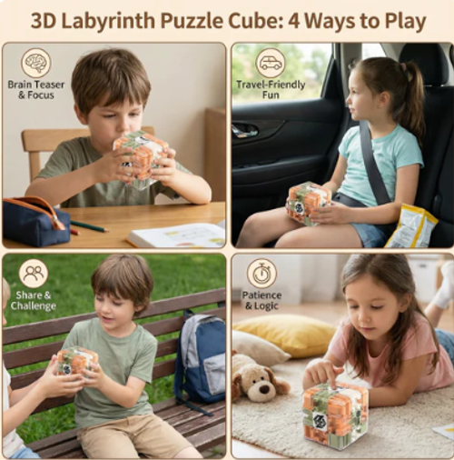 3D Labyrinth Puzzle Cube