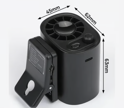 Car Clip On Fan with LED Display -360° Rotation, 100 Speeds Adjustable, USB Rechargeable