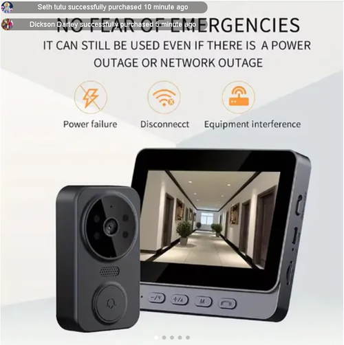 Wireless Video Doorbell with Monitor