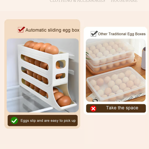 Egg Holder for Fridge, Eggs Dispenser Auto Rolling