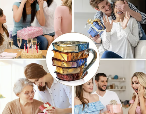 📚 3D Painted Book Mug 🍵