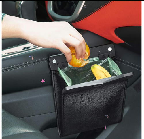 Smart LED Waterproof Car Leather Trash Can