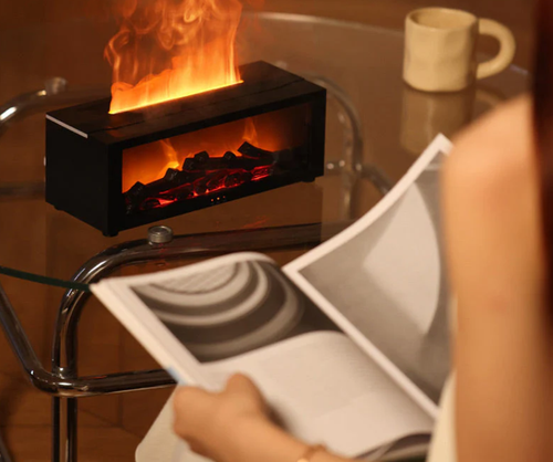 50% DE RÉDUCTION - DERNIER JOUR ! 💦 Diffuseur d'Humidité avec Flamme de Cheminée - 7 Couleurs LED et Télécommande, Ambiance Apaisante pour Maison