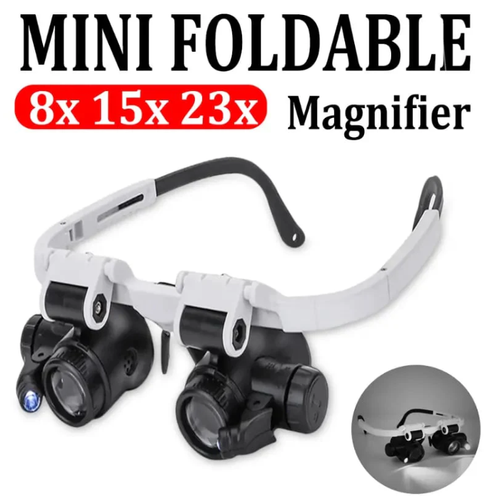 🎁👓8X 15x 23x Head Wearing Magnifying Glass with LED Light Headband
