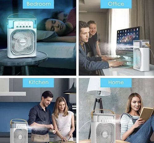 Water Mist Spray Fan, High Grade White Water Cooled Fan Portable for Tabletop