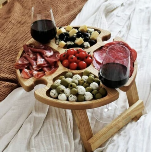 🥳Wooden Outdoor Folding Picnic Table-With Glass Holder