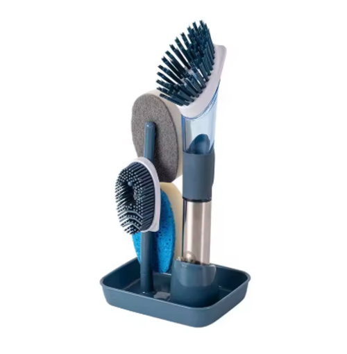 New Household Multifunctional Kitchen Cleaning Brush Set Plastic Liquid Dishwashing Pot Sponge Brush Combination for Dishwashing