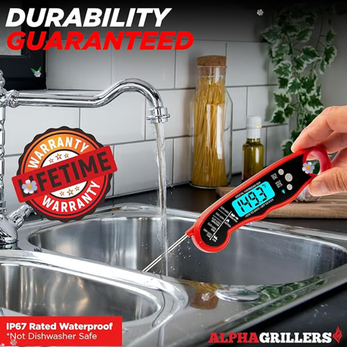 Waterproof Ultra-Fast Instant Read Food thermometers with Backlight & Calibration for Kitchen