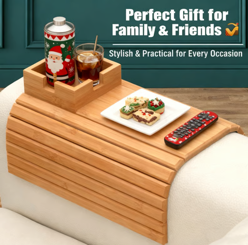 🛋️ Bamboo Sofa Arm Tray - Anti Falling Couch Arm Tray Table