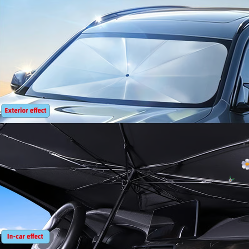 Car Windshield Sun Shade Umbrella - Foldable Car Umbrella Sunshade Cover UV Block Car Front Window (Heat Insulation Protection) for Auto Windshield Covers Most Cars