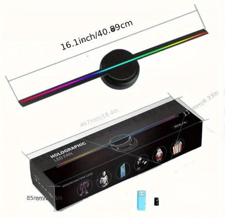 43CM naked eye holographic 3D projection suspended in the air imaging three-dimensional electric fan screen rotating advertising machine started