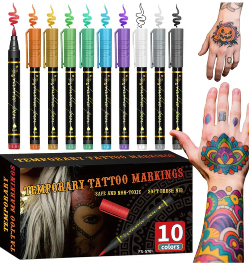 🌈Hot Sale 49% OFF🎨10-Color Temporary Tattoo Markers Set