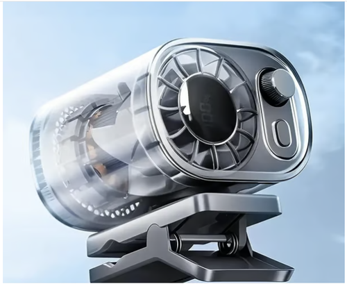 Car Clip On Fan with LED Display -360° Rotation, 100 Speeds Adjustable, USB Rechargeable