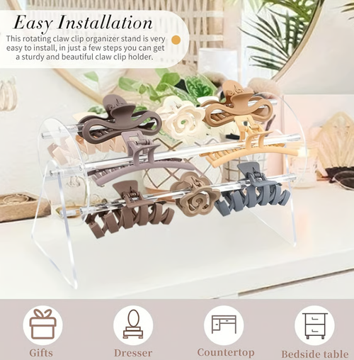 🎀Acrylic Rotating Hair Claw Clip Holder