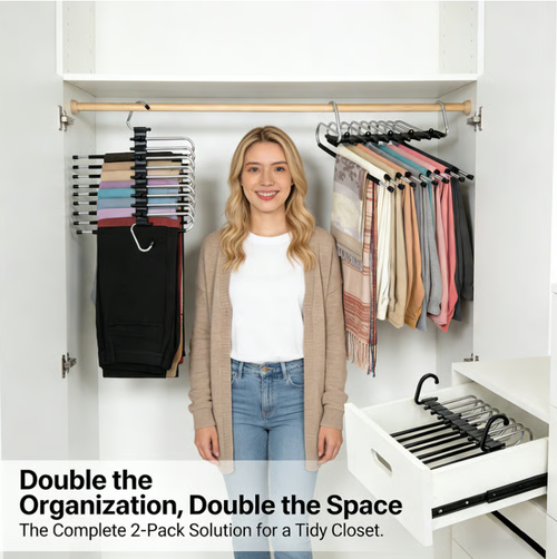 👖 9-Tier Space-Saving Pants Hangers