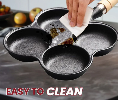 🍳 50% OFF NOW! 🔥 4-Cup Cast Iron Egg Frying Pan - Non-Stick & Even Heating, Perfect for Breakfast Sandwiches or Pancakes 🥪✨