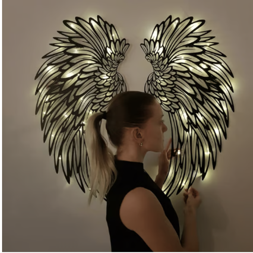 🔥BIGGEST SALE - 49% OFF🔥🔥1 PAIR ANGEL WINGS METAL WALL ART WITH LED LIGHTS-🎁GIFT TO HER🌙