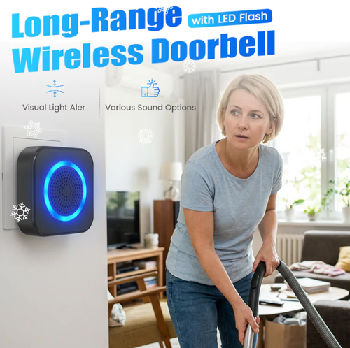 Long-Range Wireless Doorbell with LED Flash
