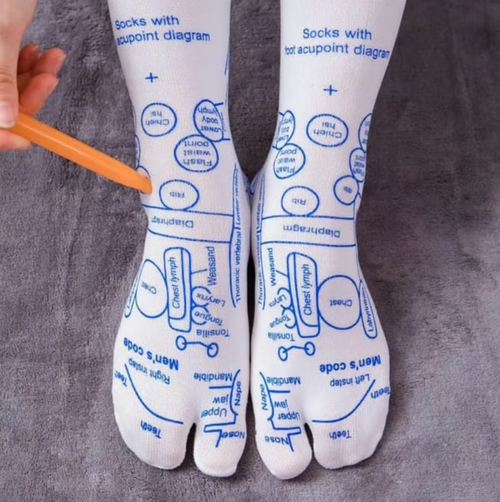 Reflexology Chart Socks with Trigger Point Massage Tool