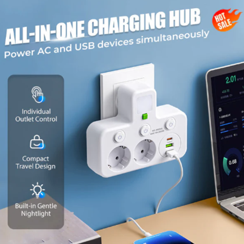 ⏰ Endast nu 49% rabatt!⏰Smart grenuttag med USB-portar🔌⚡